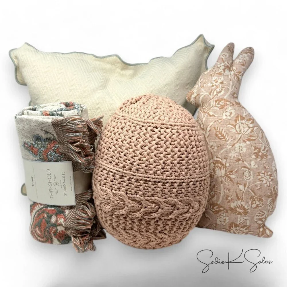 Square Herringbone with Scalloped Edge Pillow Green - Threshold Studio McGee